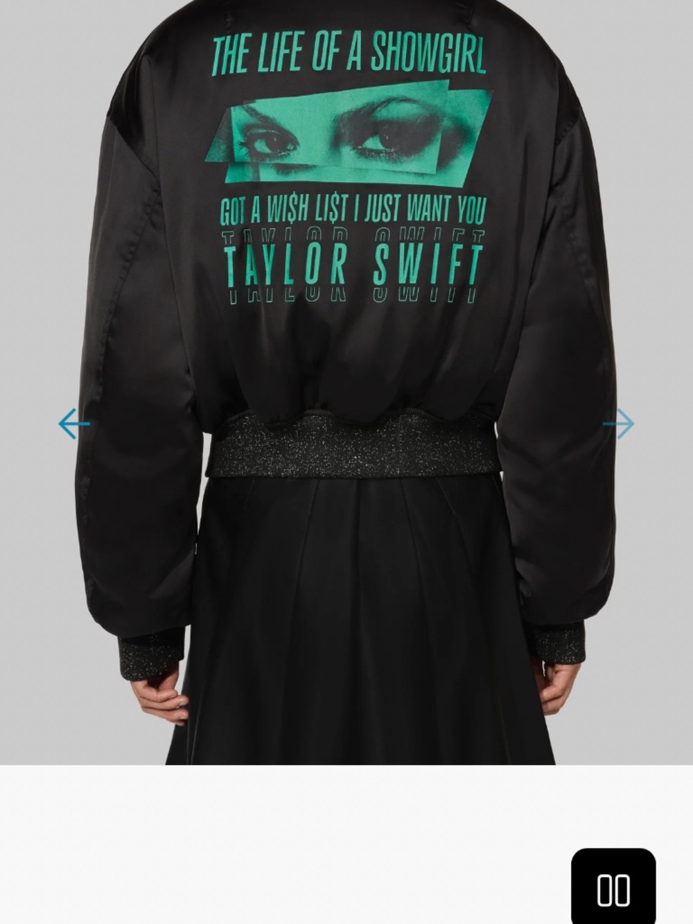 Taylor Swift "Got a Wi$hli$t" Bomber Jacket Black Satin size Large BRAND NEW - Picture 2 of 7